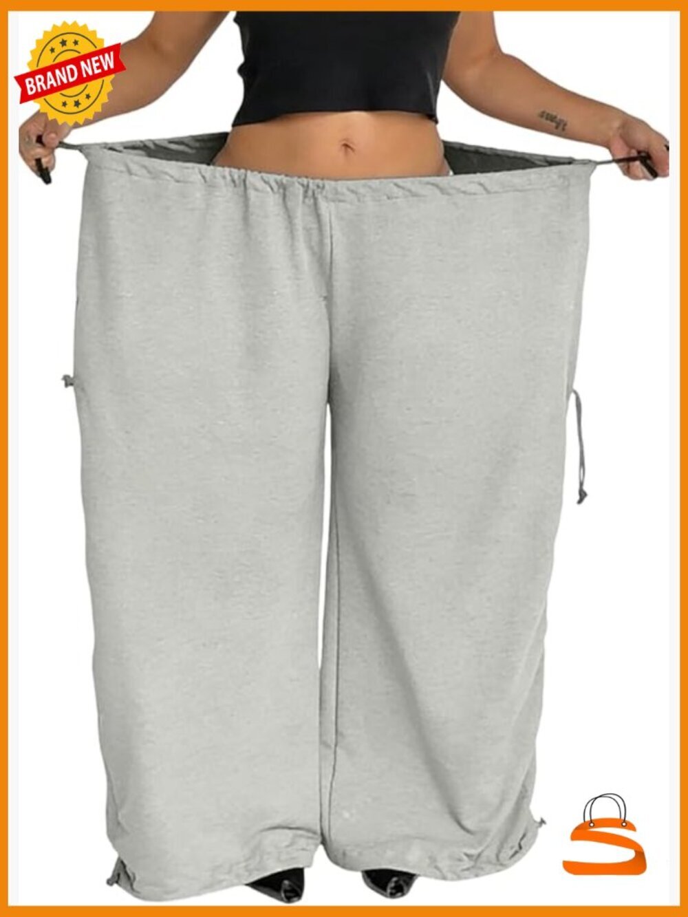 Oversized Baggy Wide Leg Sweatpants with Pockets, Drawstring Waist, Y2K
